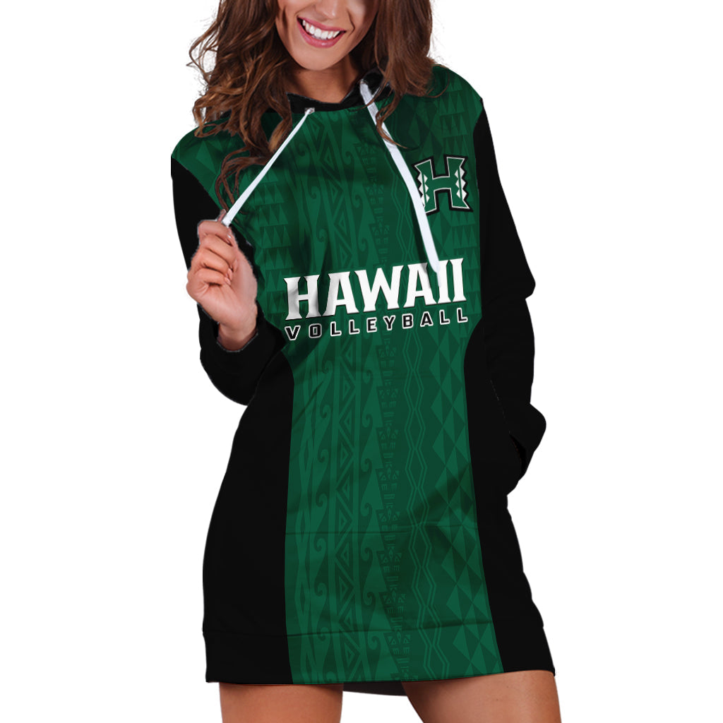 Hawaii Volleyball Hoodie Dress Hawaiian Kakau Green Style