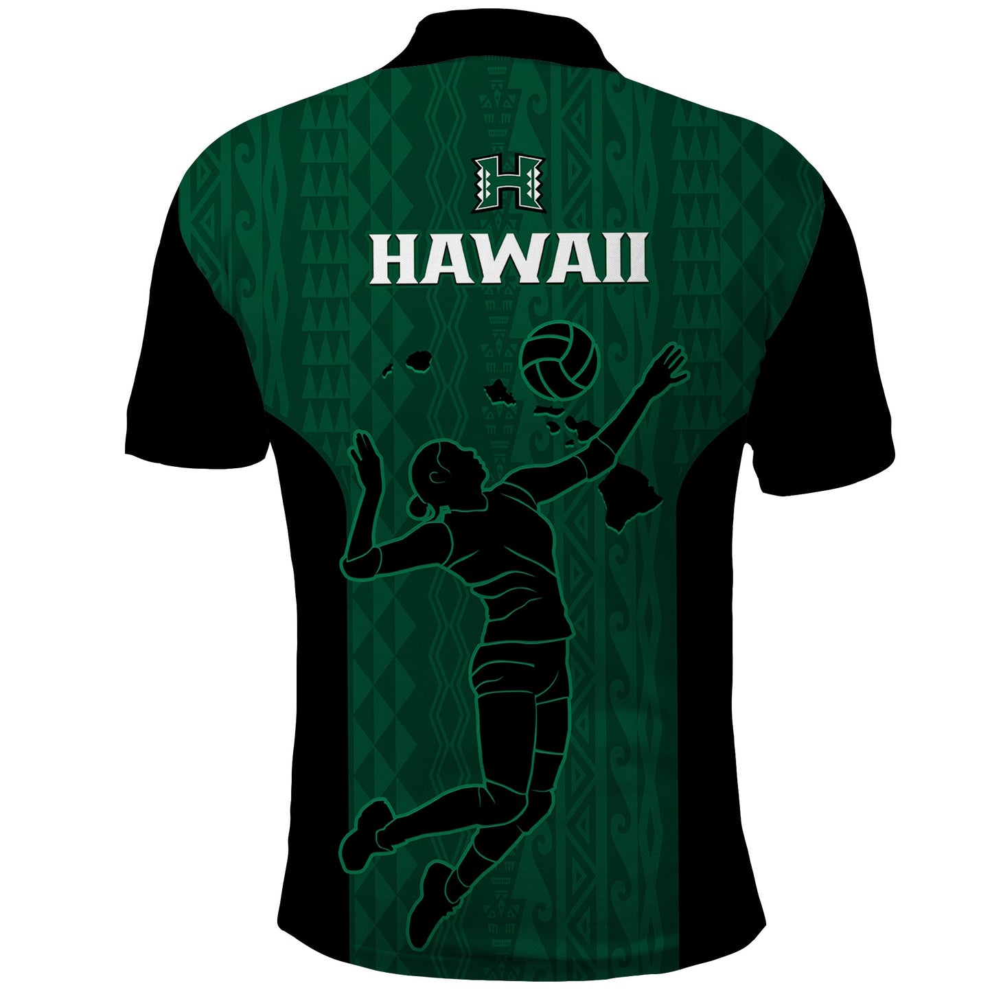 Hawaii Volleyball Polo Shirt Hawaiian Kakau Green Style