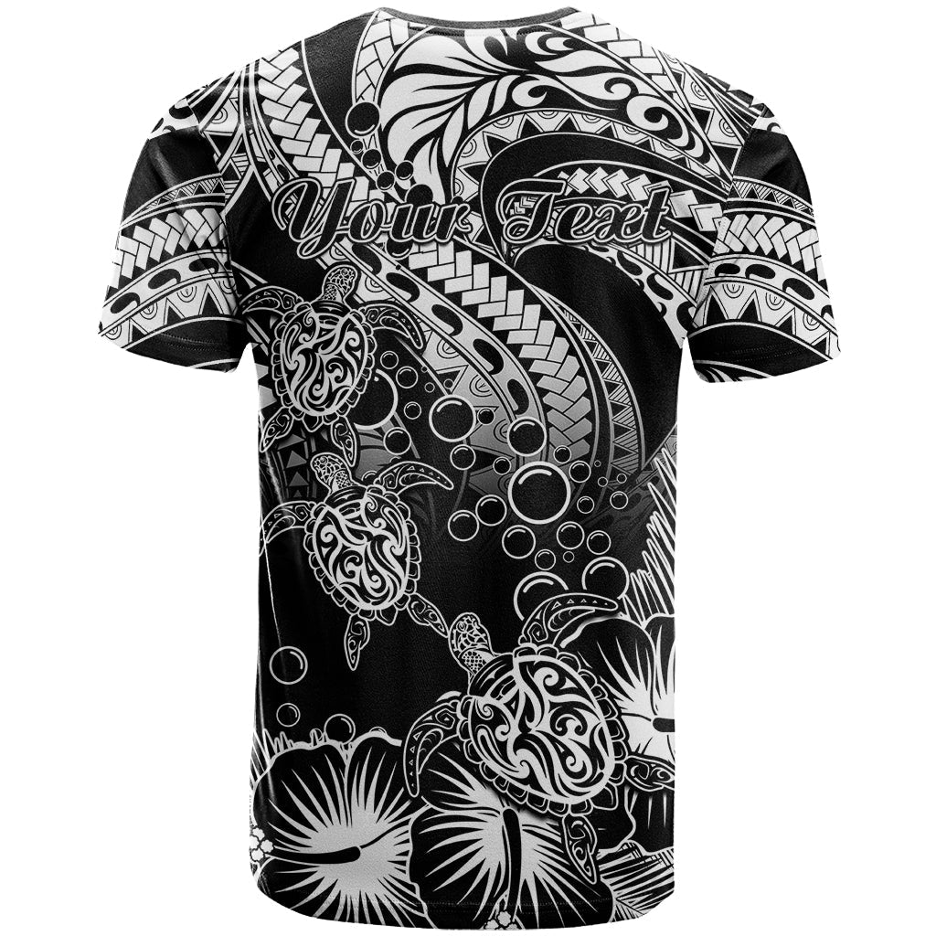 Personalised Polynesian T Shirt Tribal Honu Turtle with Hibiscus White Version