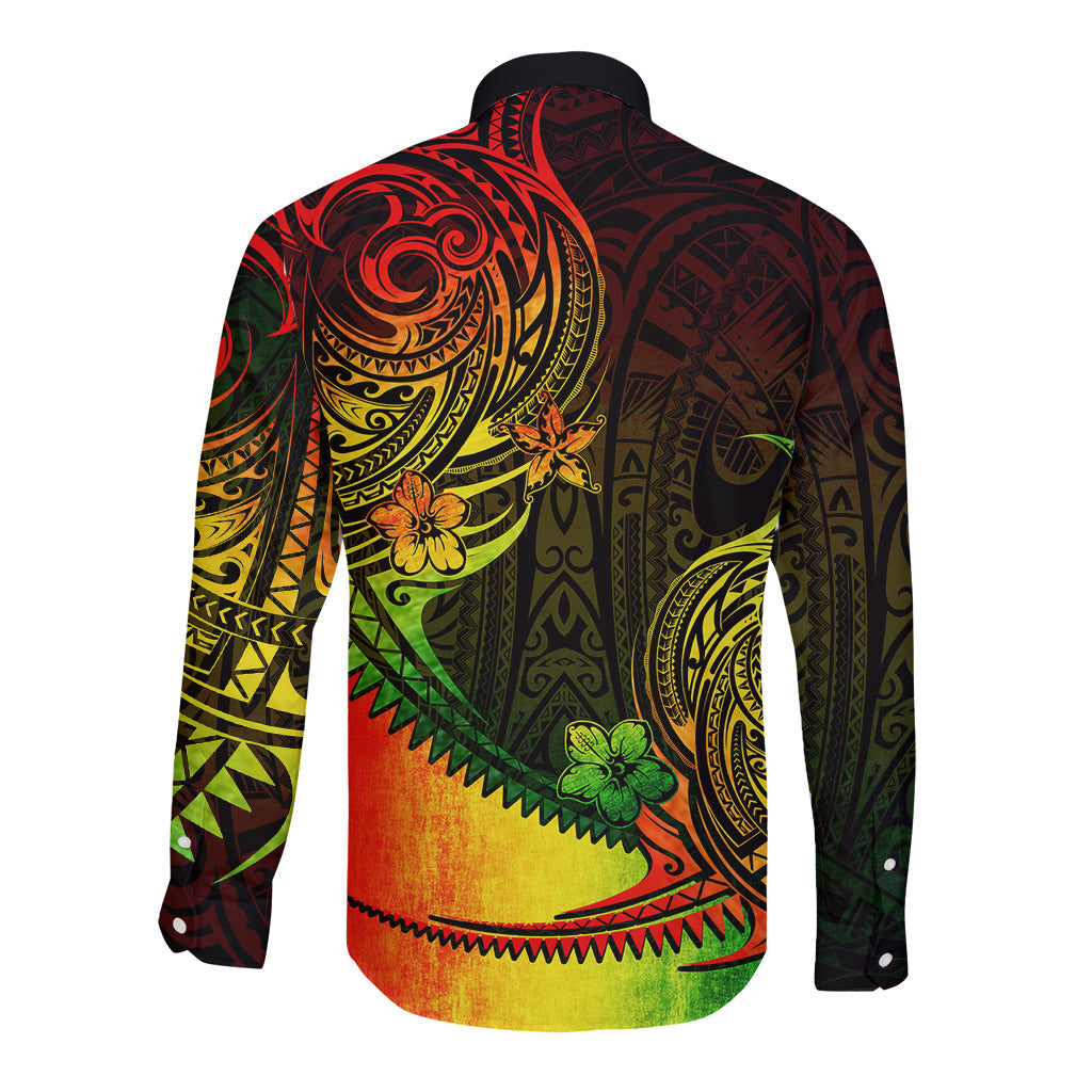 Personalised Polynesian Tribal Long Sleeve Button Shirt Unique Reggae