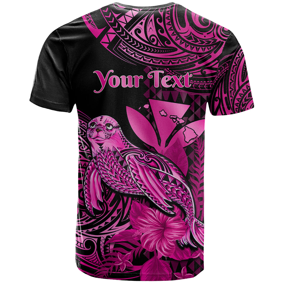 Hawaii Monk Seal T Shirt Polynesian Kakau With Kanaka Pink