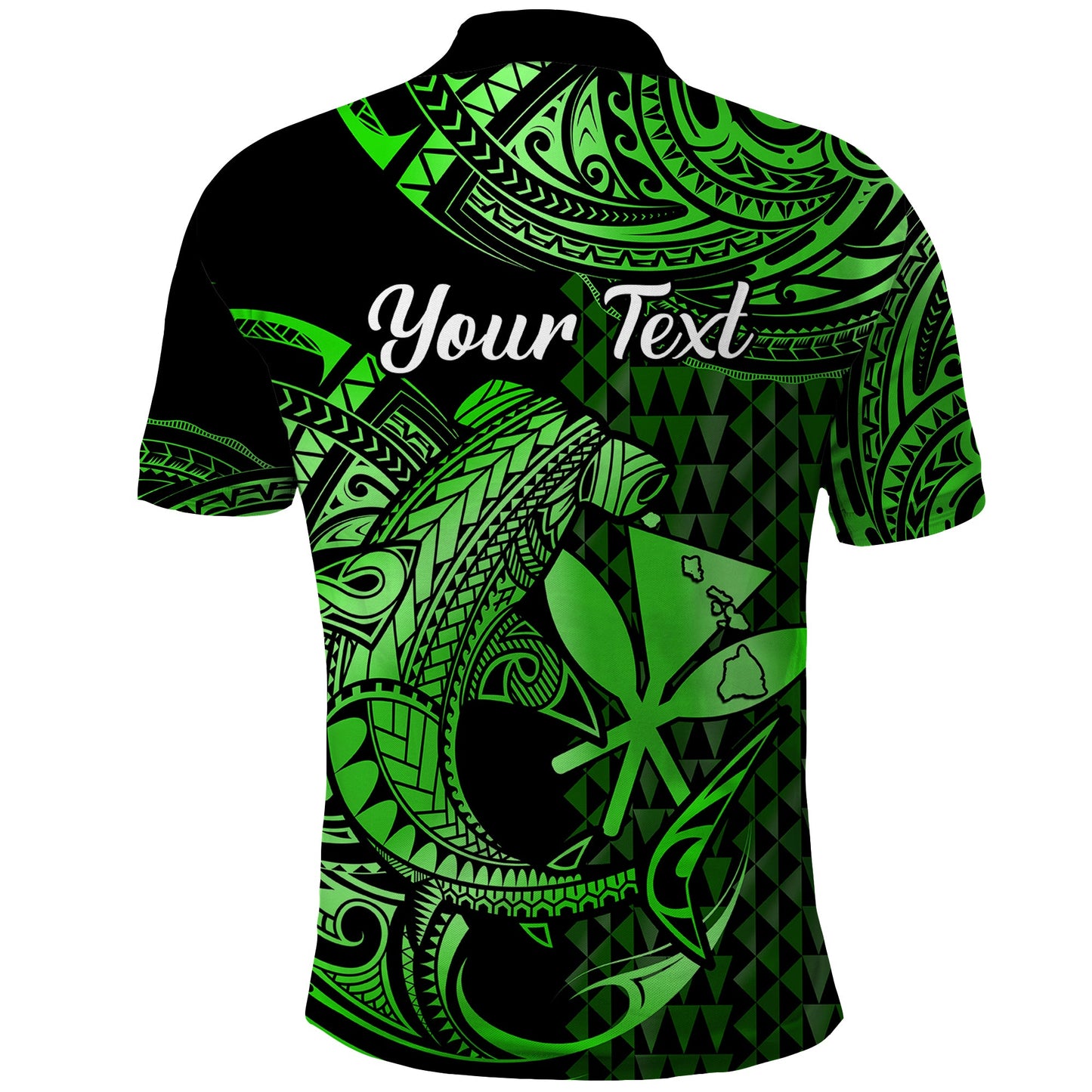 Custom Personalised Hawaii Hammerhead Shark Polo Shirt Polynesian Kakau With Kanaka Green