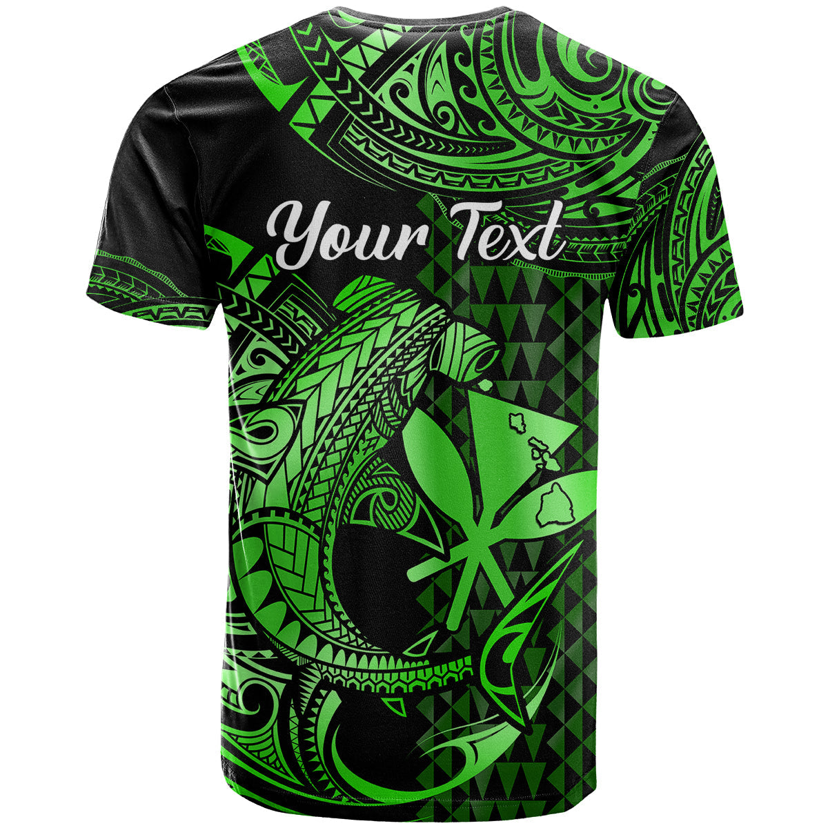 Custom Personalised Hawaii Hammerhead Shark T Shirt Polynesian Kakau With Kanaka Green