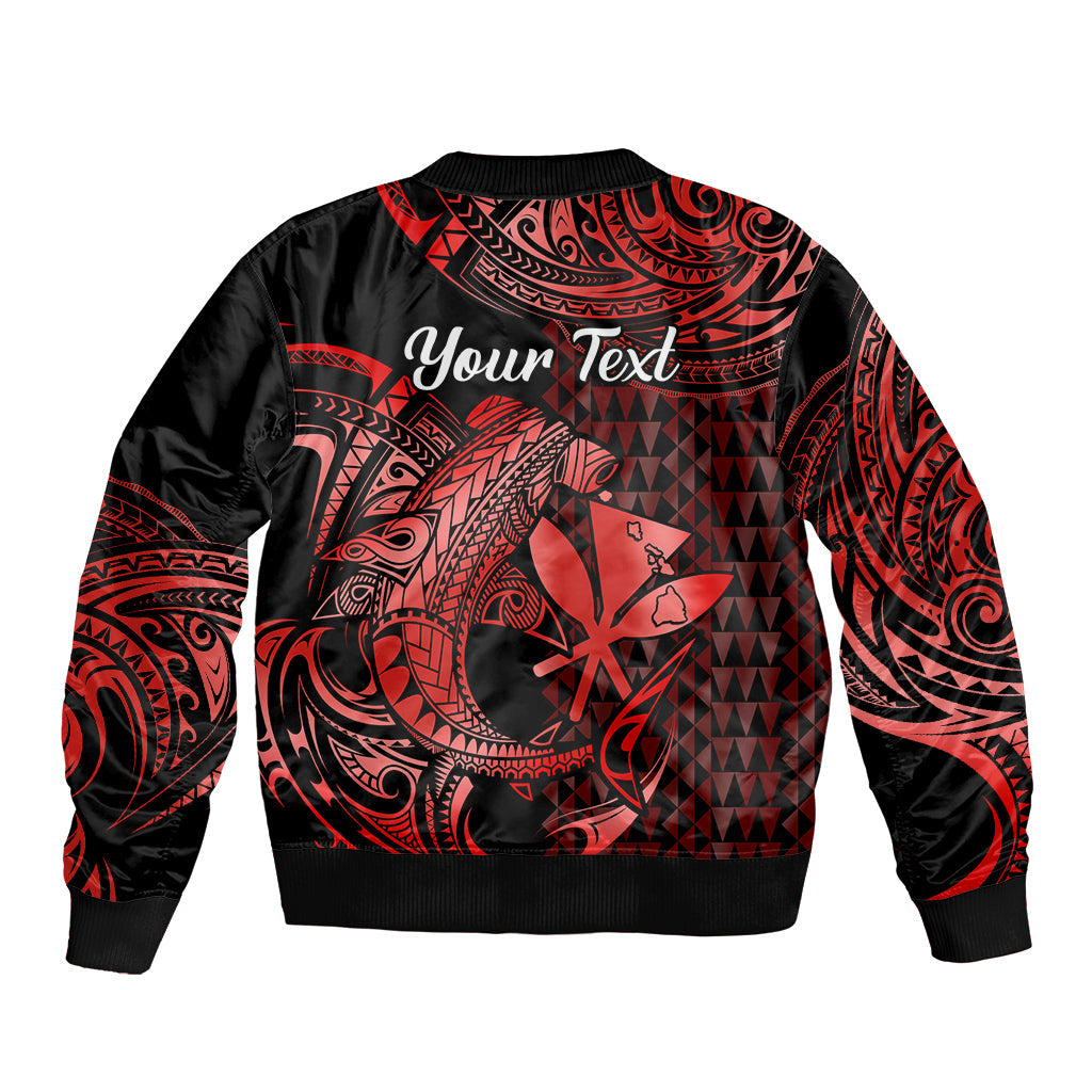 (Custom Personalised) Hawaii Hammerhead Shark Bomber Jacket Polynesian Kakau With Kanaka Red