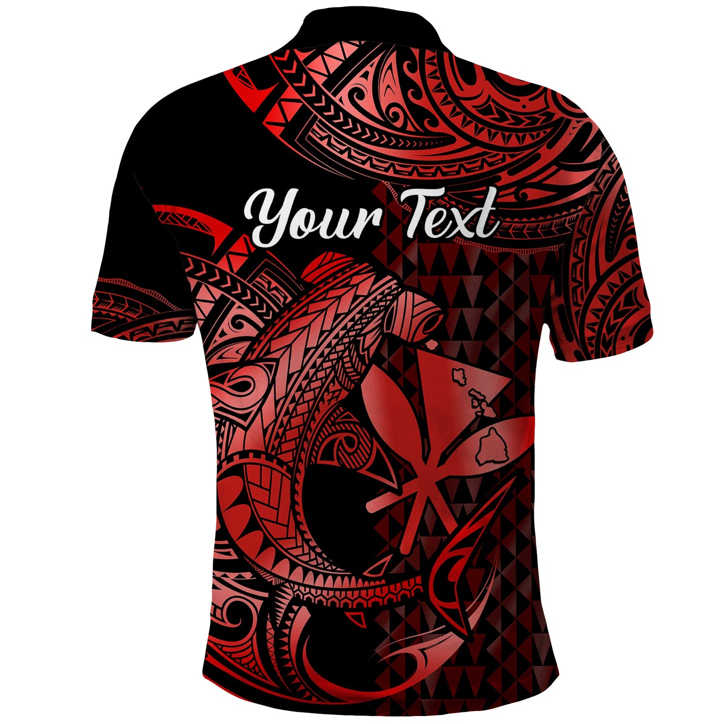 Custom Personalised Hawaii Hammerhead Shark Polo Shirt Polynesian Kakau With Kanaka Red