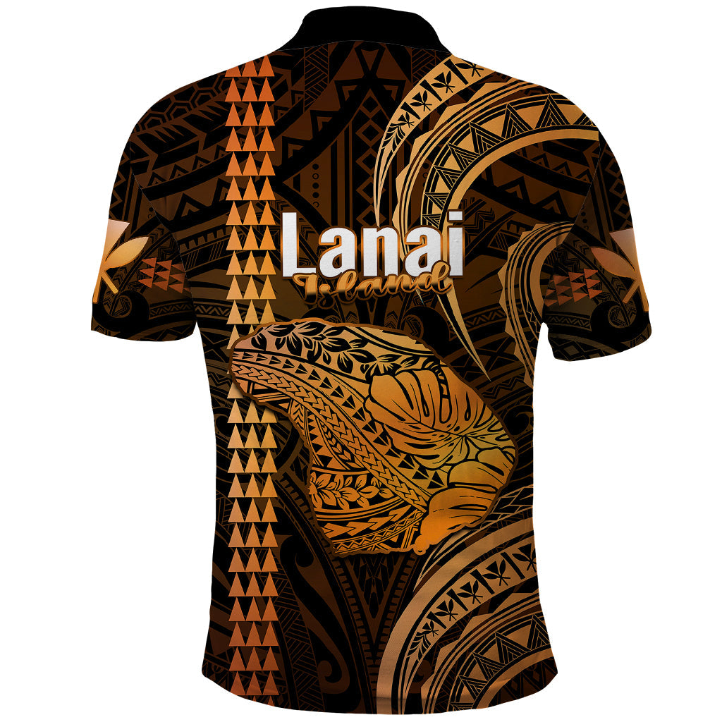 Polynesian Hawaiian Islands Polo Shirt Lani Map Gold Kanaka With Kakau