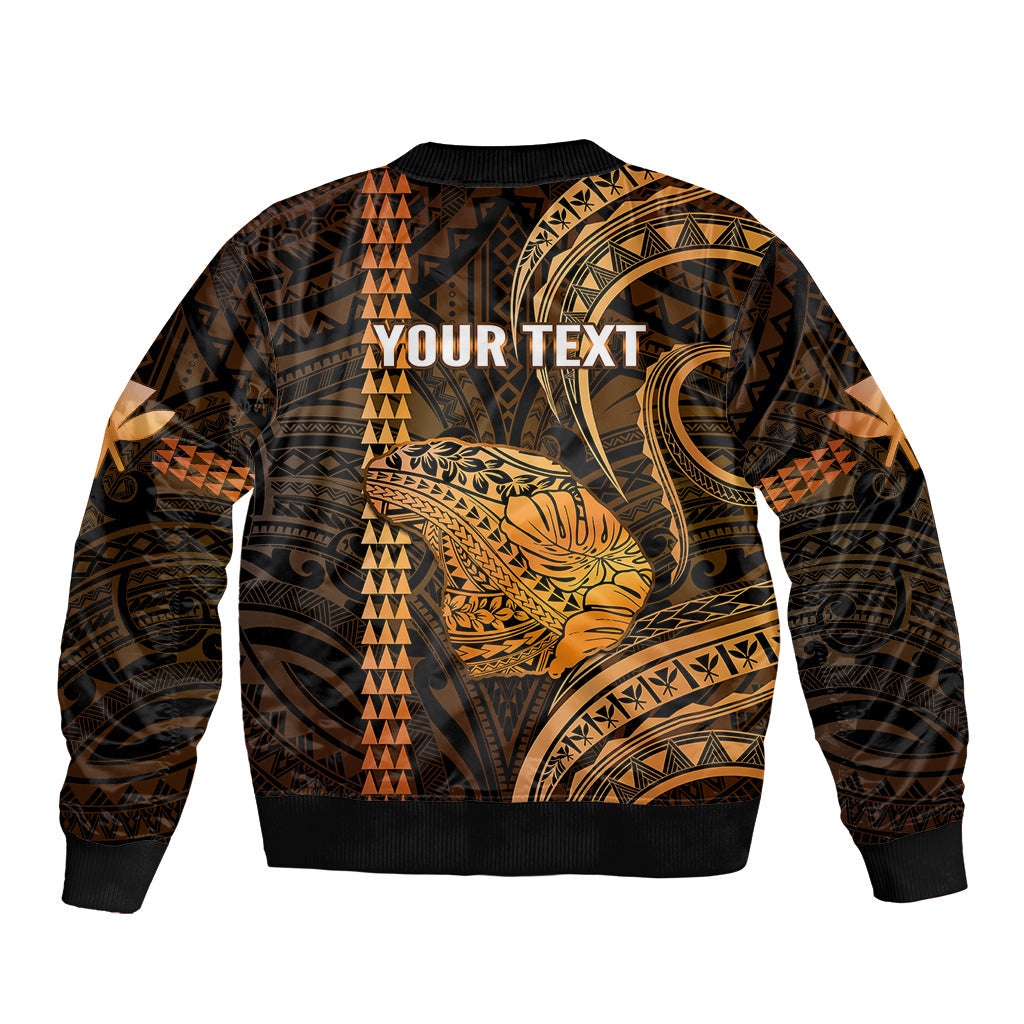 Personalised Hawaiian Islands Bomber Jacket Lani Map Gold Kanaka With Kakau