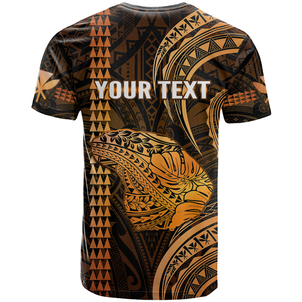 Personalised Hawaiian Islands T Shirt Lani Map Gold Kanaka With Kakau