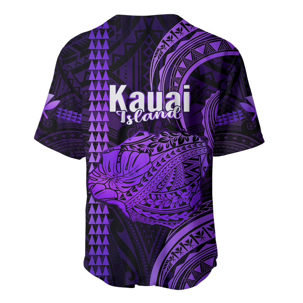 Polynesian Hawaiian Islands Baseball Jersey Kauai Map Purple Kanaka With Kakau