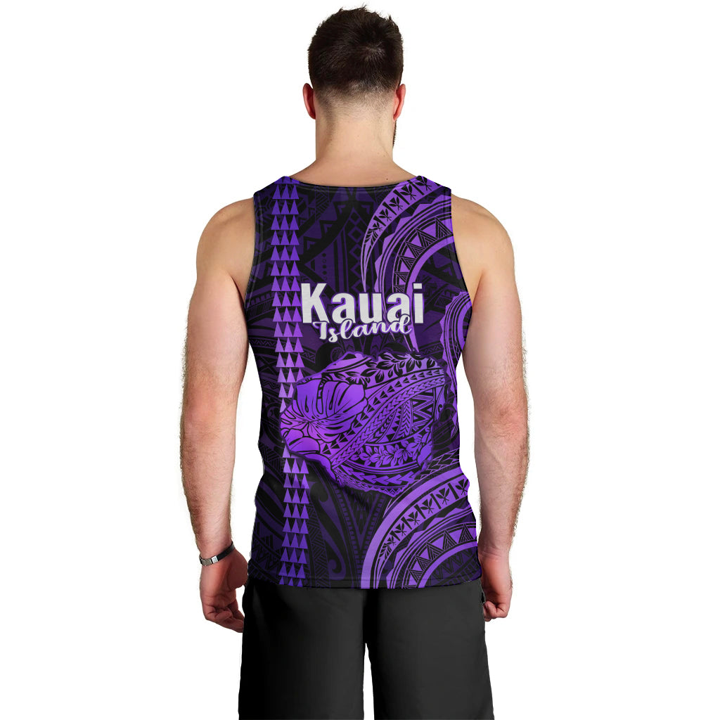 Polynesian Pride Hawaiian Islands Men Tank Top Kauai Map Purple Kanaka With Kakau