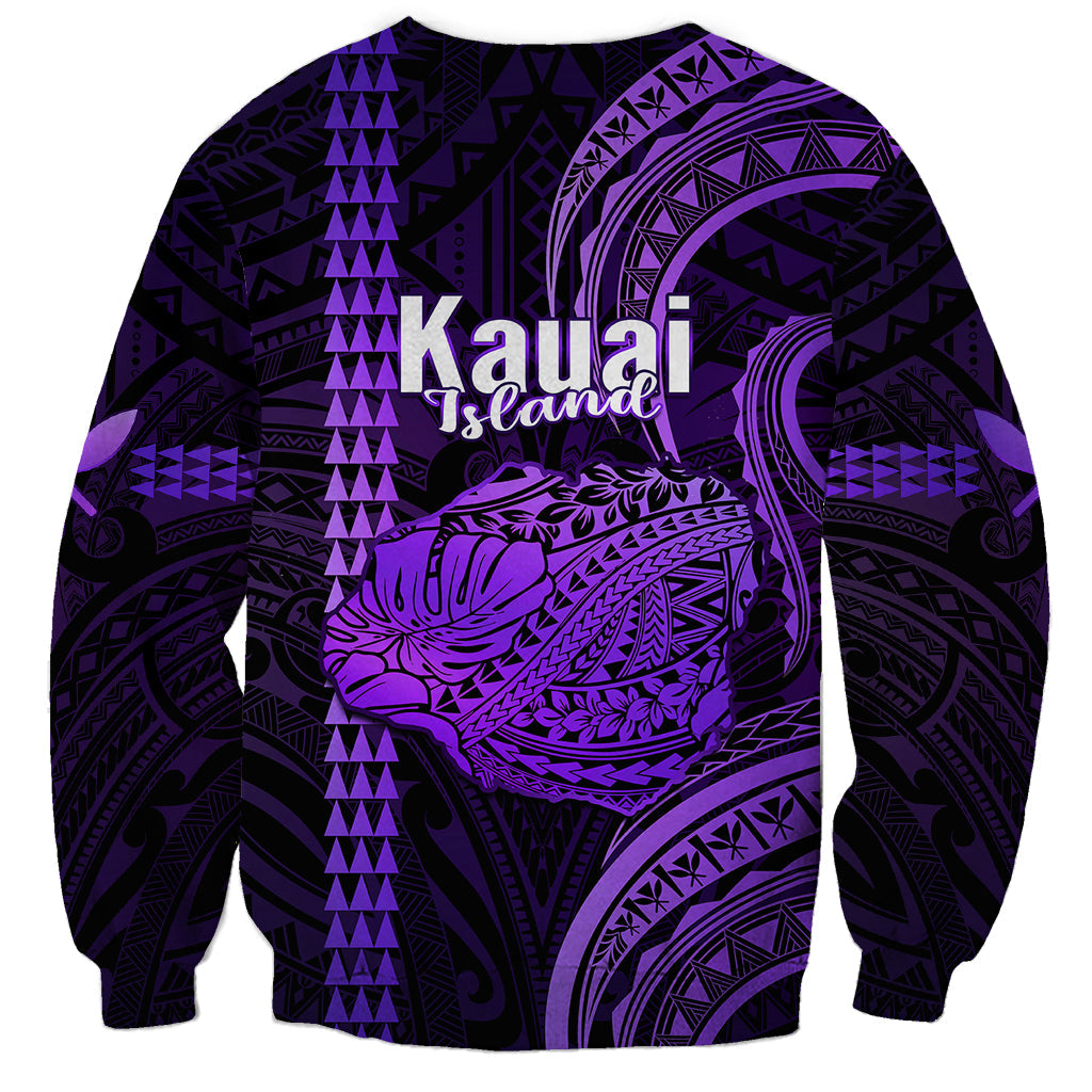 Polynesian Hawaiian Islands Sweatshirt Kauai Map Purple Kanaka With Kakau