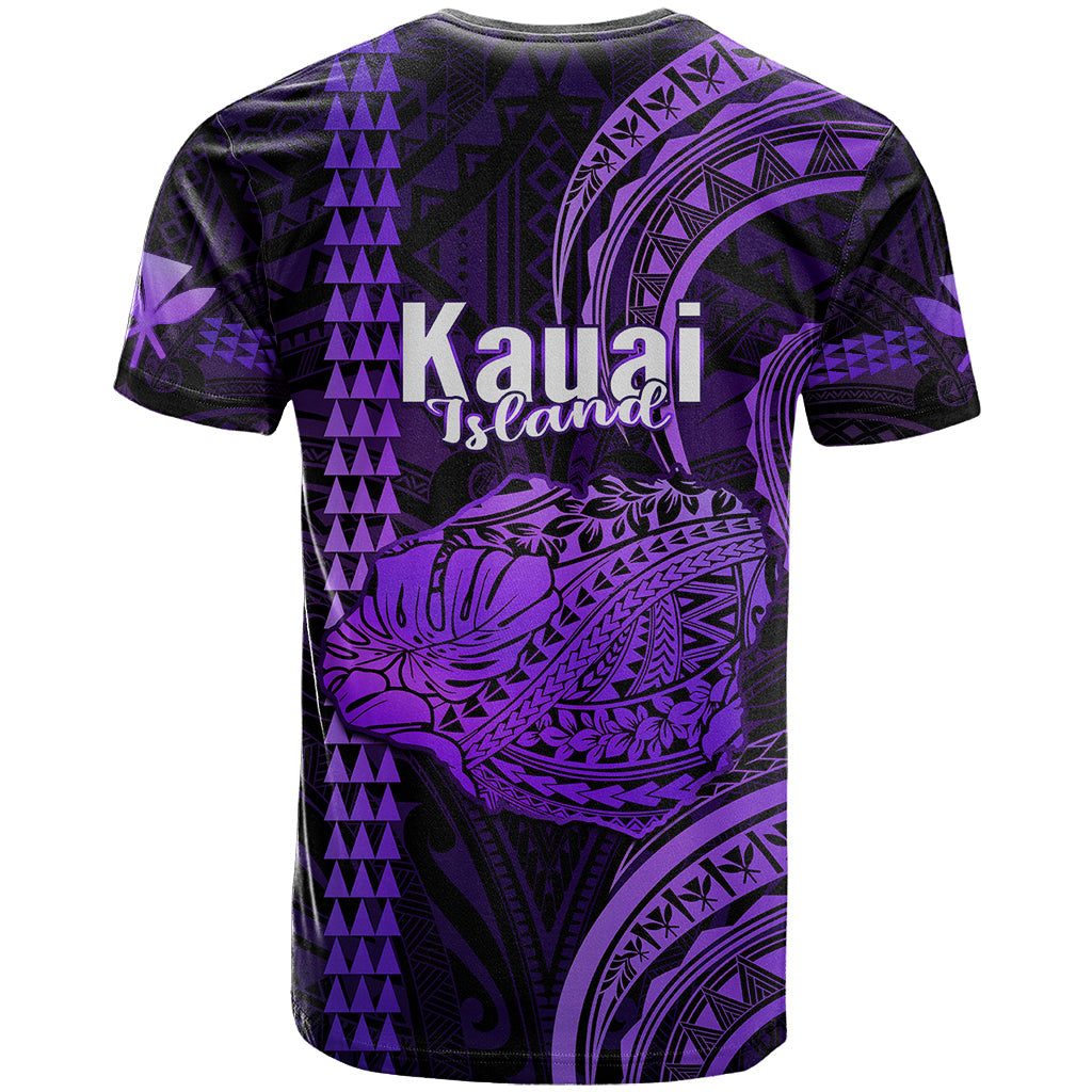 Polynesian Hawaiian Islands T Shirt Kauai Map Purple Kanaka With Kakau