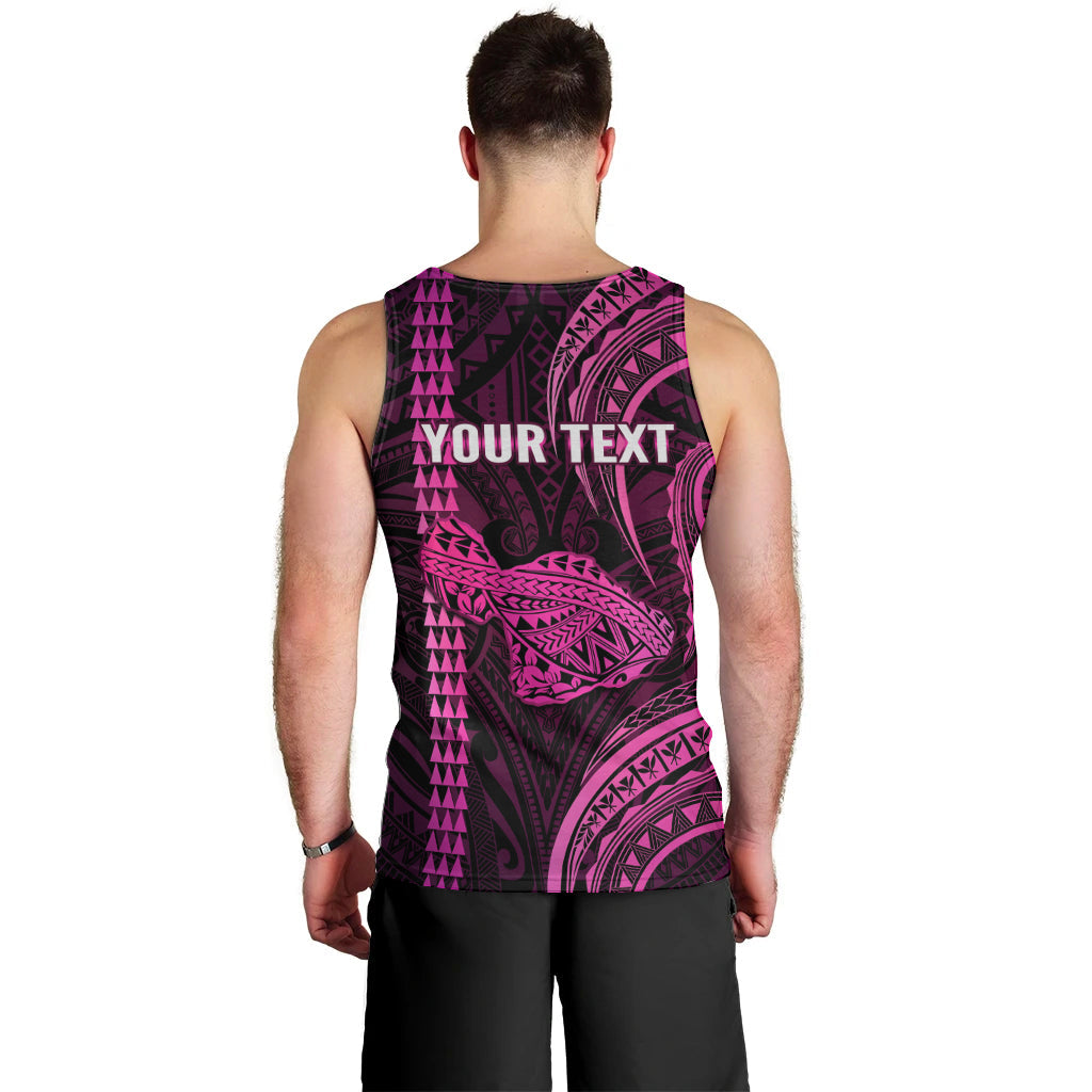 Personalised Hawaiian Islands Men Tank Top Maui Map Pink Kanaka With Kakau