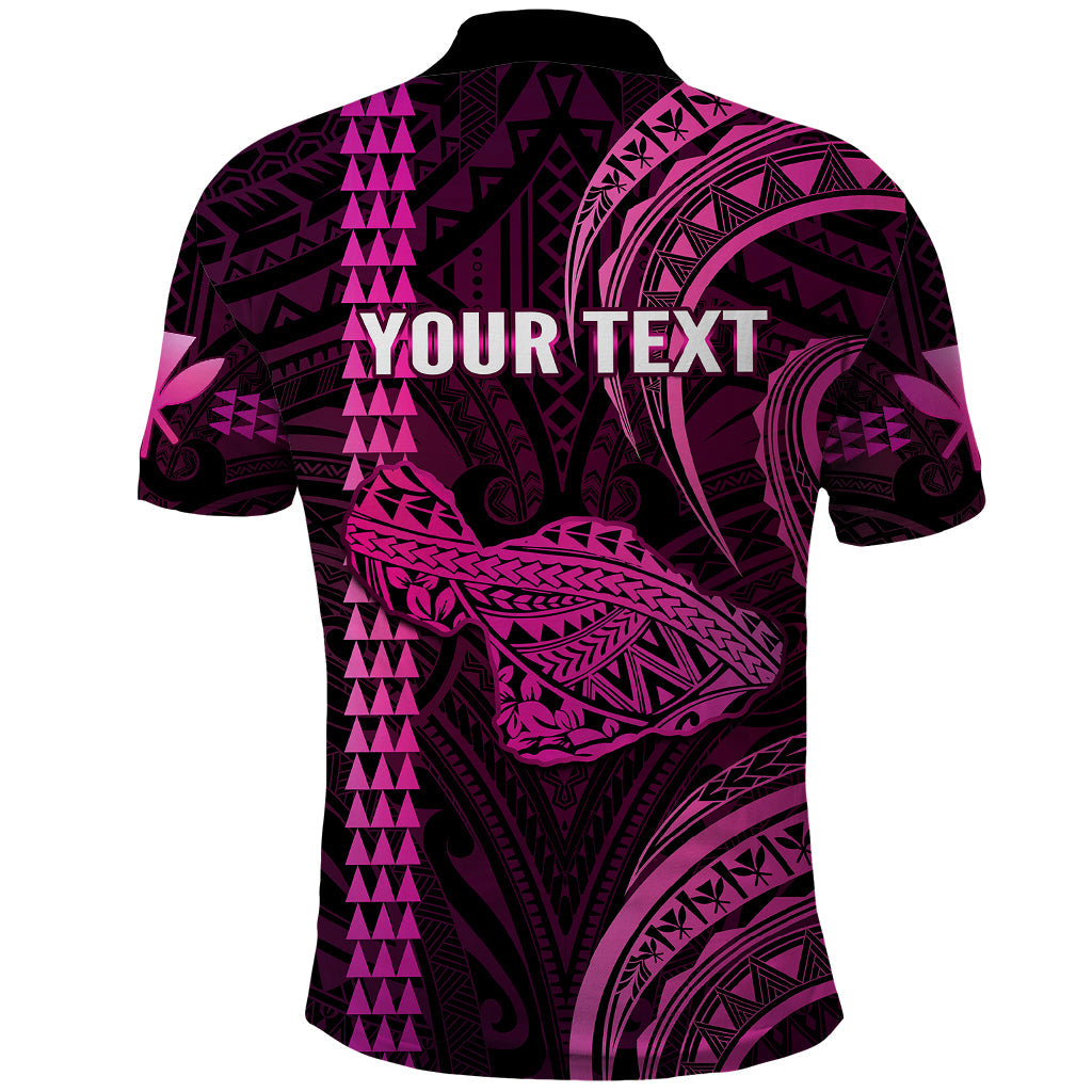 Personalised Hawaiian Islands Polo Shirt Maui Map Pink Kanaka With Kakau