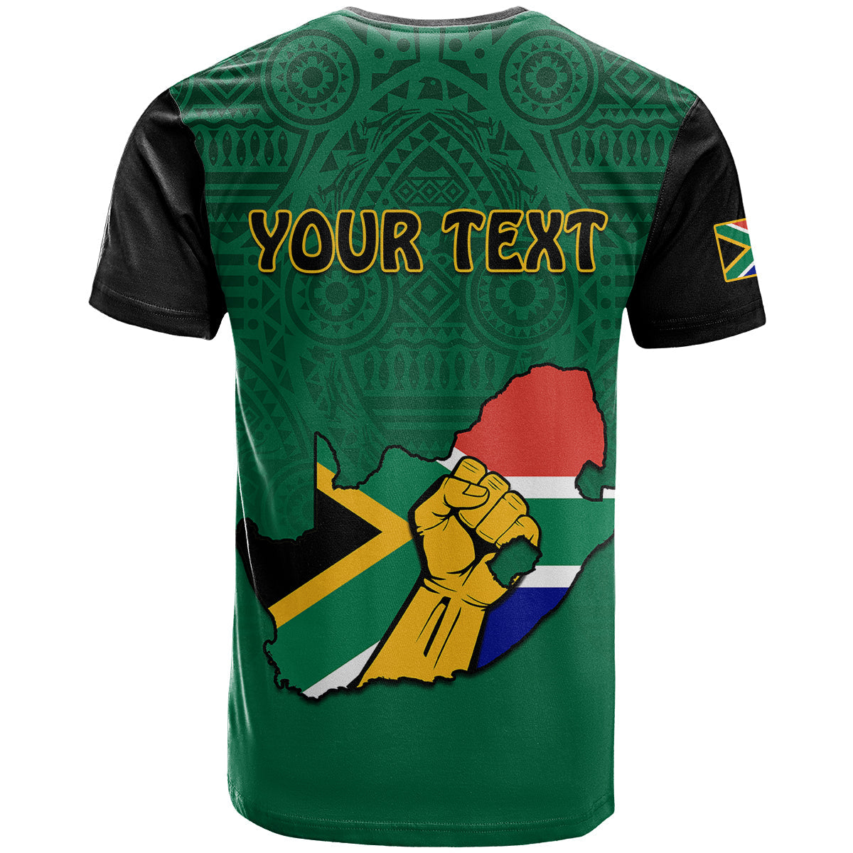 Custom South Africa T Shirt African Pattern Happy Freedom Day Green Version