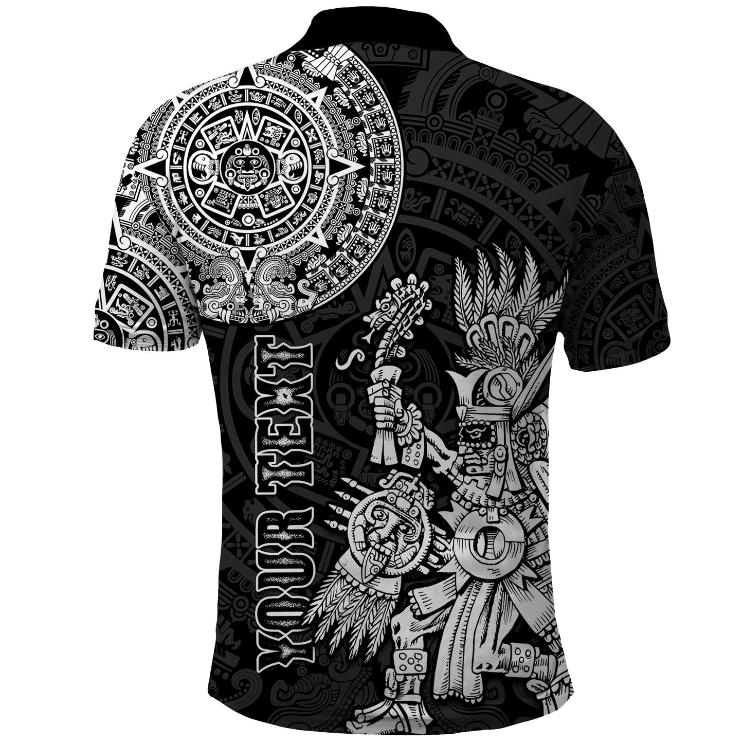 Custom Mexico Aztec Polo Shirt El Calendario Maya Mix Huitzilopochtli Black