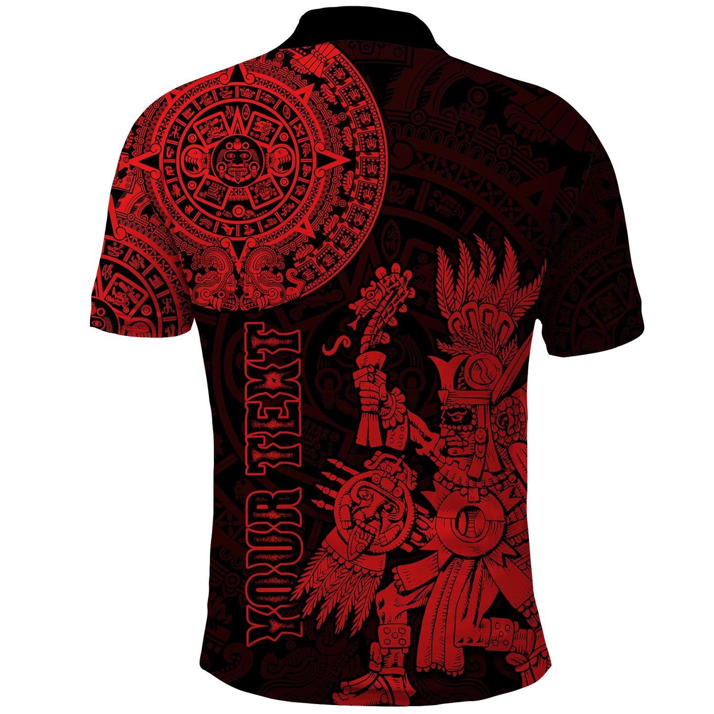 Custom Mexico Aztec Polo Shirt El Calendario Maya Mix Huitzilopochtli Red