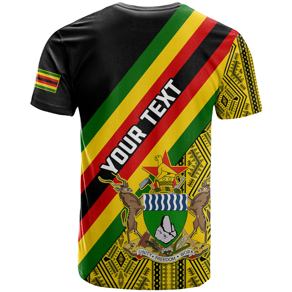 Personalised Zimbabwe T Shirt African Pattern With Flag Style