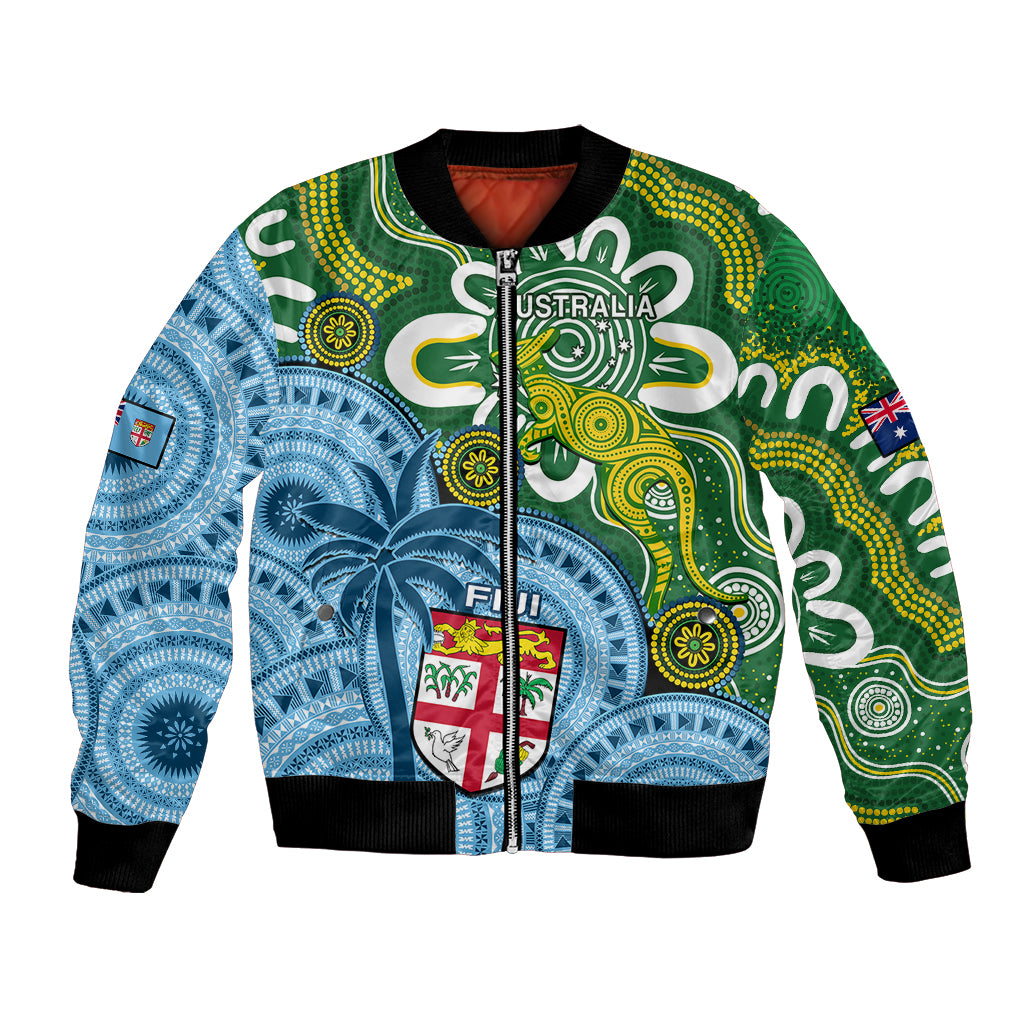 Australia And Fiji Bomber Jacket Aboriginal Mix Fijian Tapa Unique Style