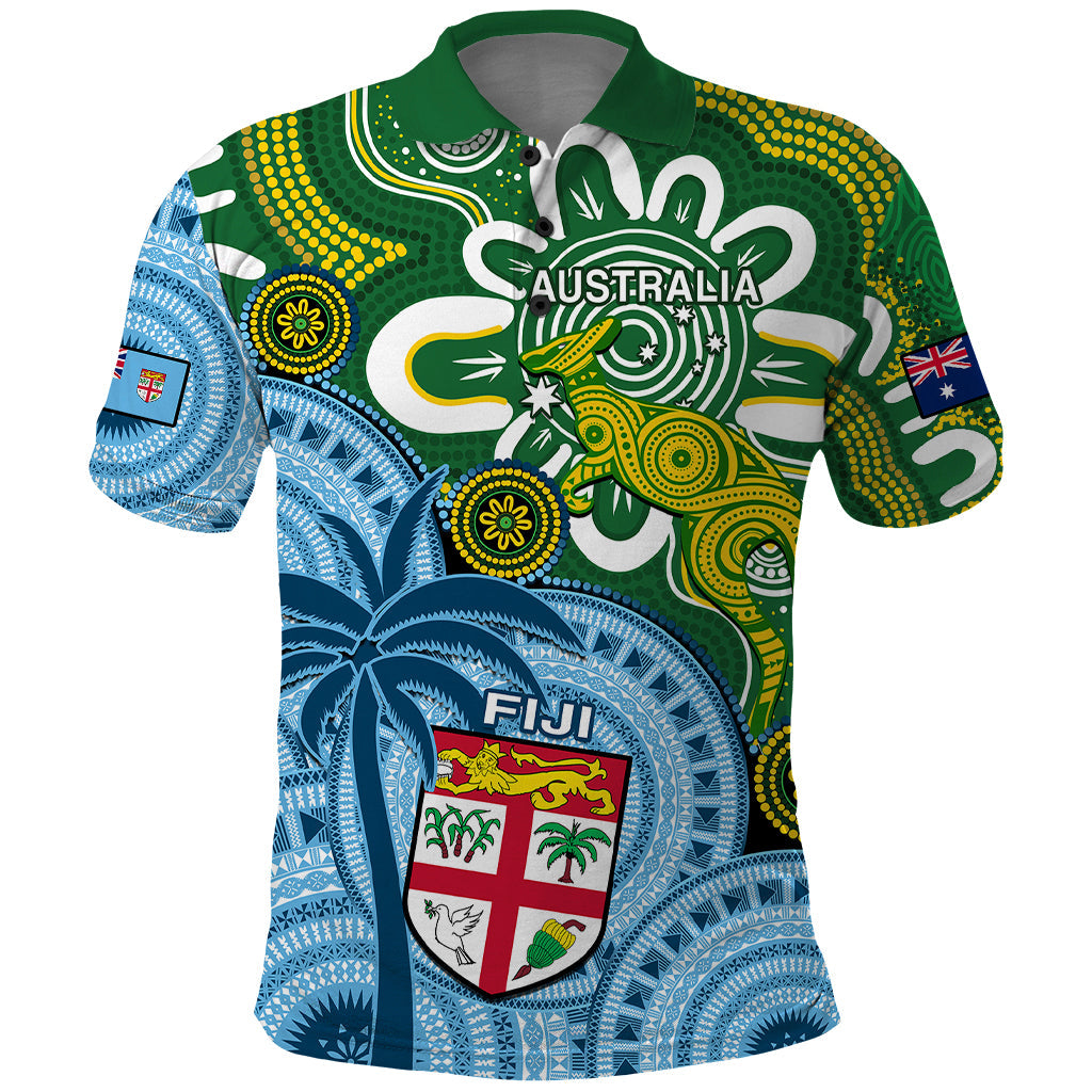 Australia And Fiji Polo Shirt Aboriginal Mix Fijian Tapa Unique Style