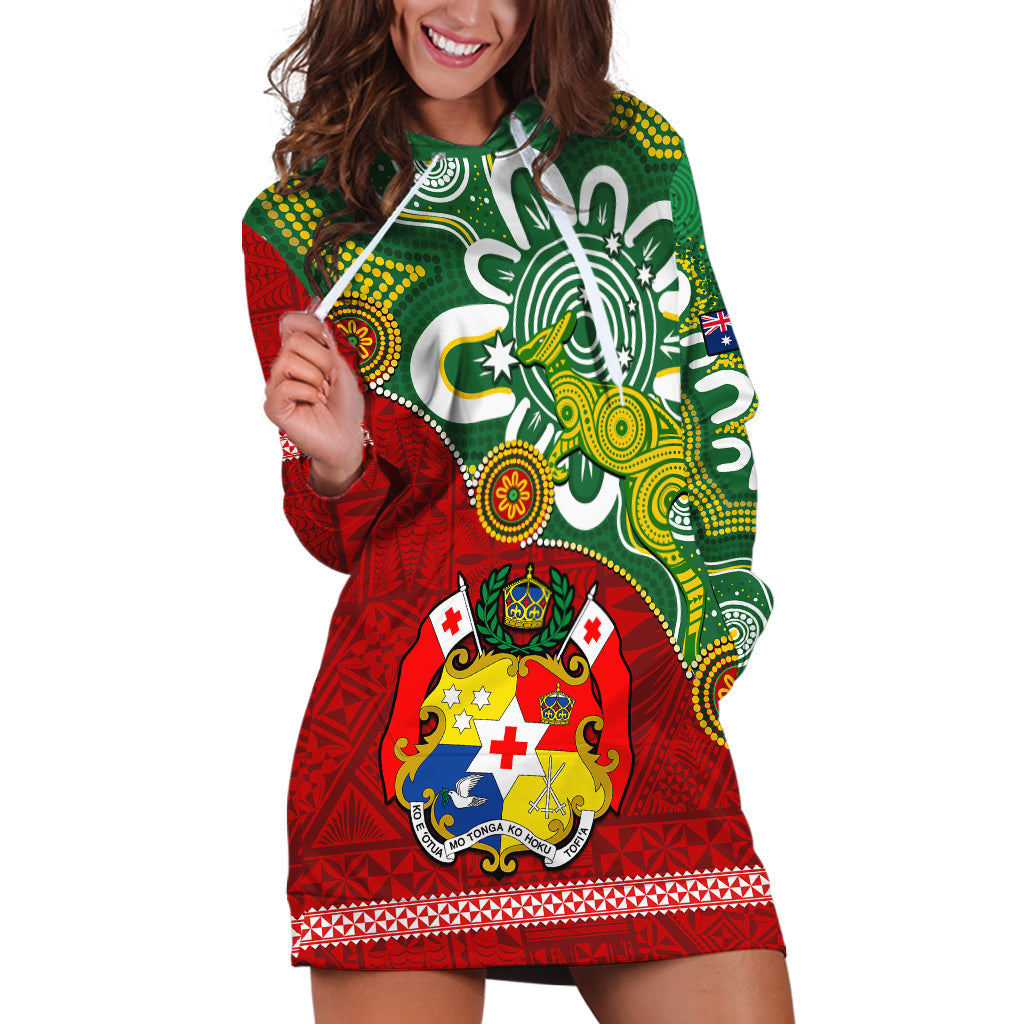 Australia And Tonga Hoodie Dress Aboriginal Mix Tongan Ngatu Unique Style