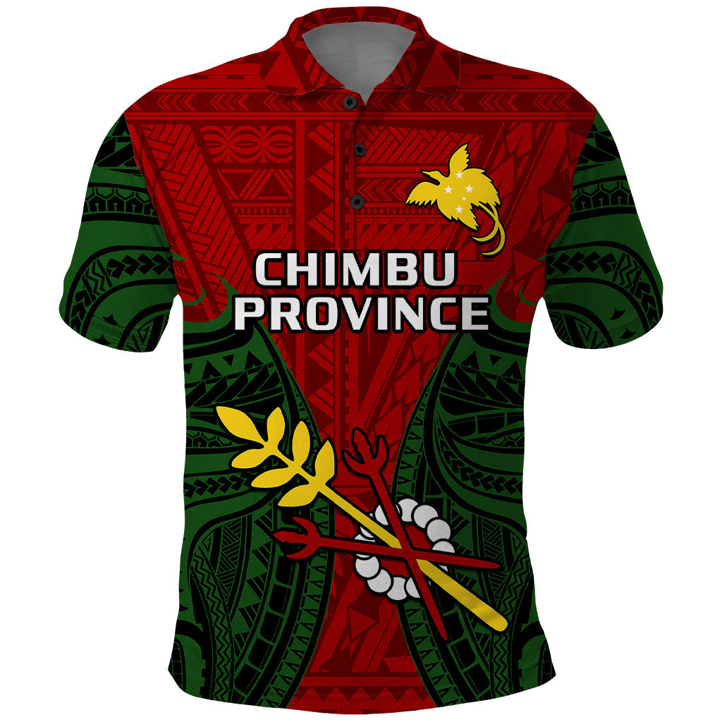 Papua New Guinea Polo Shirt Chimbu Province Mix Coat Of Arms Polynesian Art
