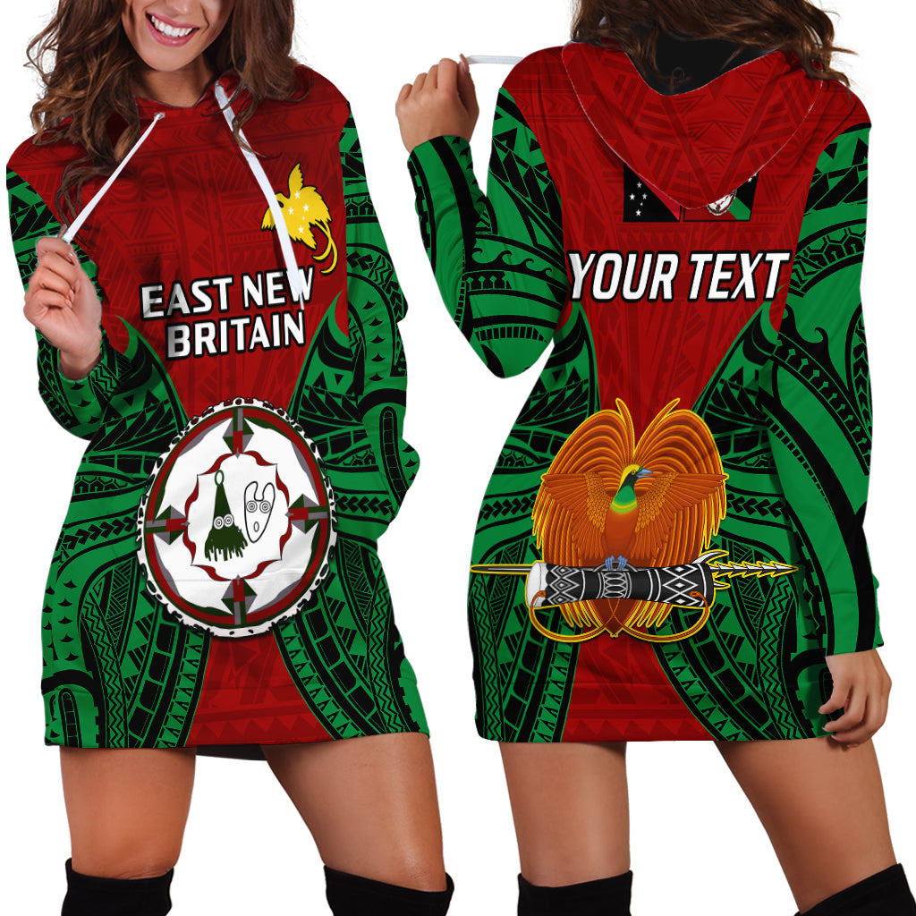 Custom Personalised Papua New Guinea Hoodie Dress East New Britain Province Mix Coat Of Arms Polynesian Art