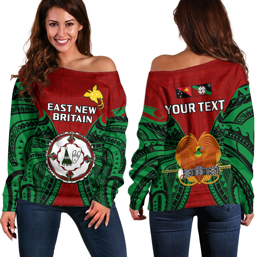 (Custom Personalised) Papua New Guinea Off Shoulder Sweater East New Britain Province Mix Coat Of Arms Polynesian Art