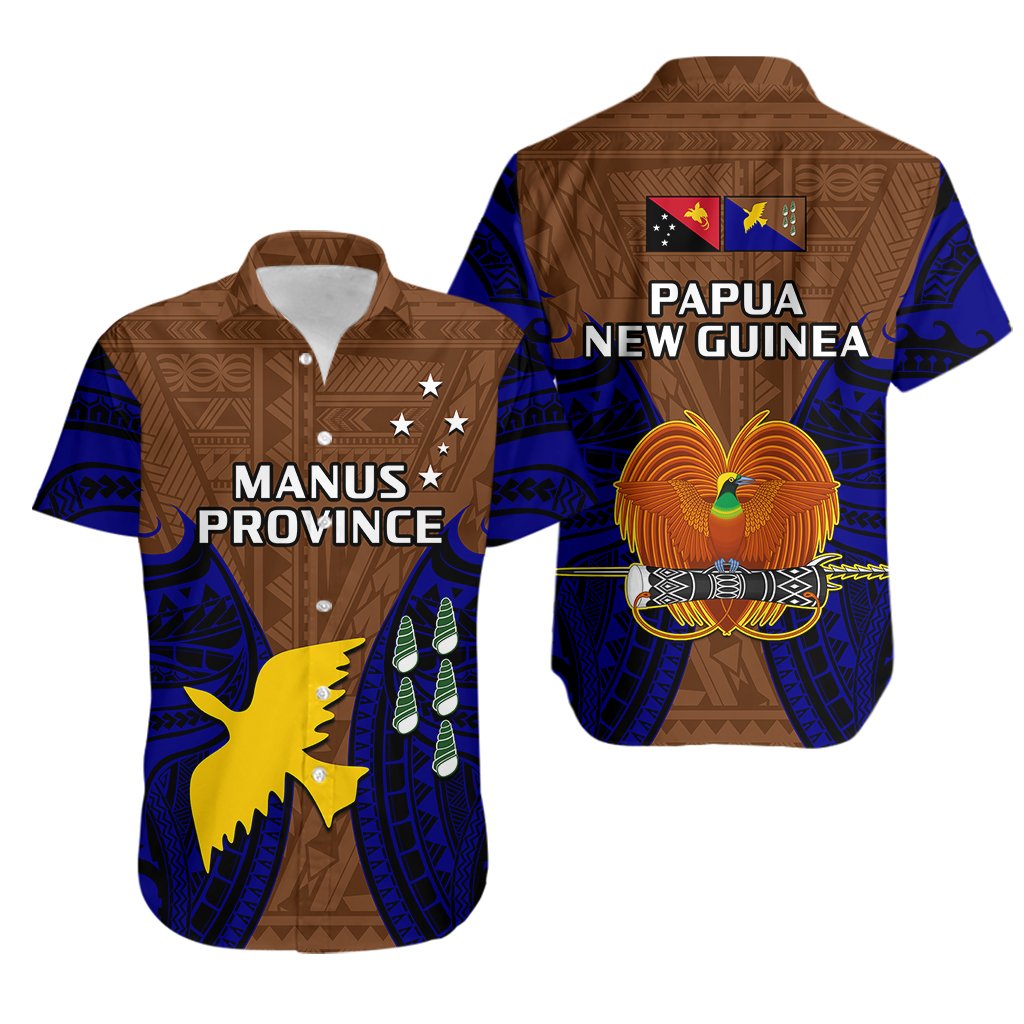 Papua New Guinea Hawaiian Shirt Manus Province Mix Coat Of Arms Polynesian Art