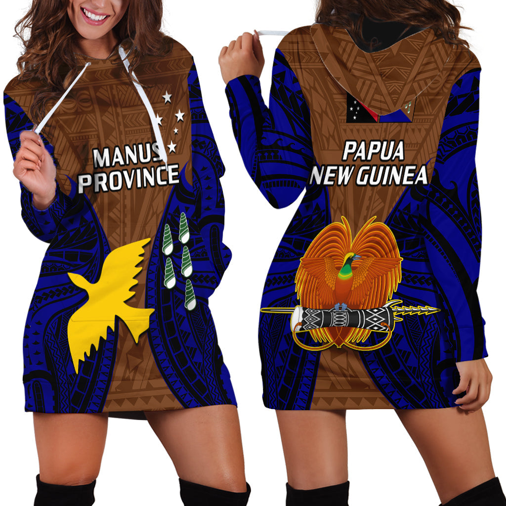 Papua New Guinea Hoodie Dress Manus Province Mix Coat Of Arms Polynesian Art