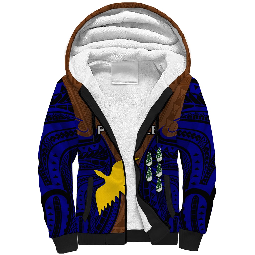 (Custom Personalised) Papua New Guinea Sherpa Hoodie Manus Province Mix Coat Of Arms Polynesian Art