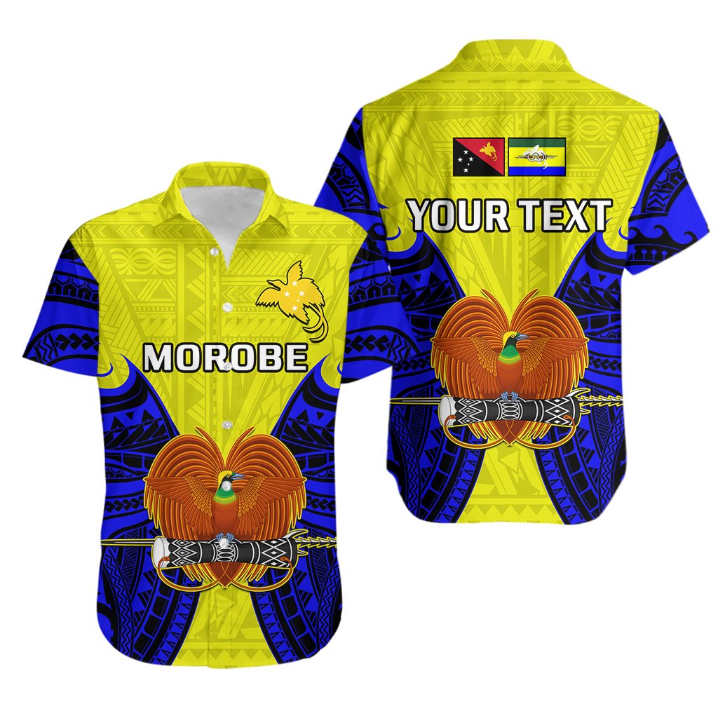 Custom Personalised Papua New Guinea Hawaiian Shirt Morobe Province Mix Coat Of Arms Polynesian Art