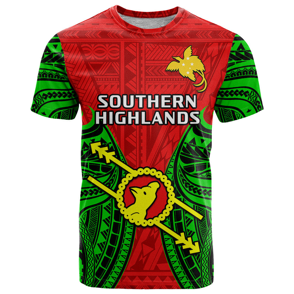Papua New Guinea T Shirt Southern Highlands Province Mix Coat Of Arms Polynesian Art