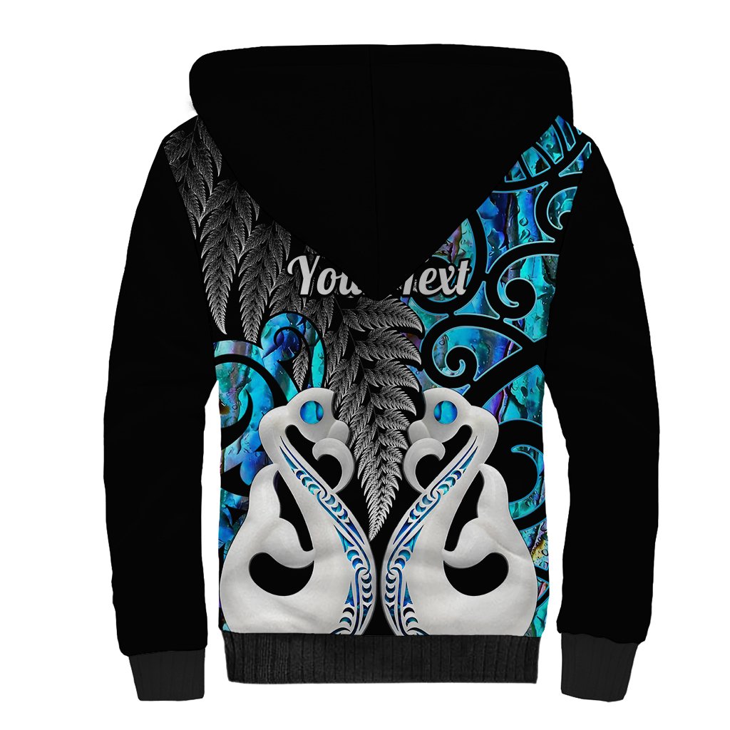 Personalised New Zealand Sherpa Hoodie Te Manaia Mangopare Maori And Fern Blue Style