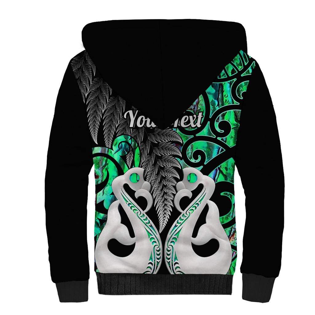 Personalised New Zealand Sherpa Hoodie Te Manaia Mangopare Maori And Fern Green Style