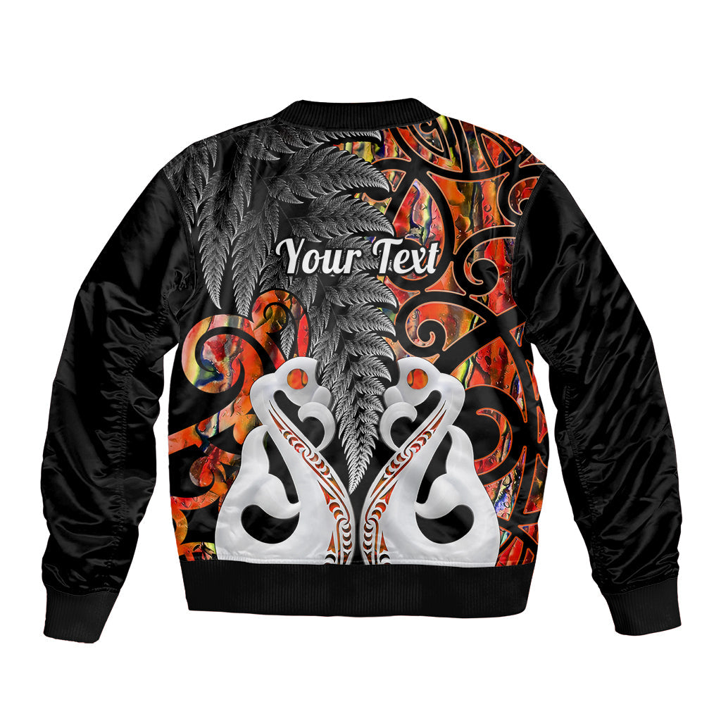 Personalised New Zealand Bomber Jacket Te Manaia Mangopare Maori And Fern Orange Style