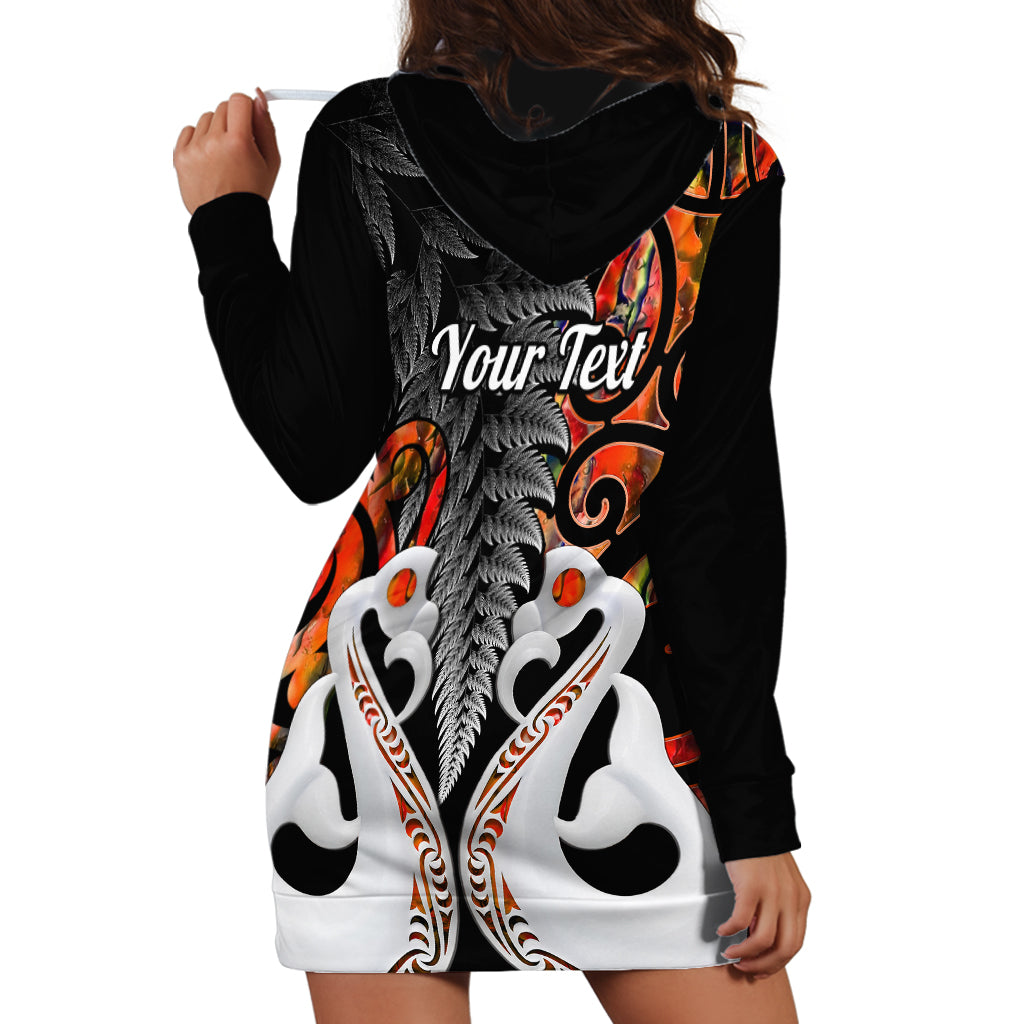 Personalised New Zealand Hoodie Dress Te Manaia Mangopare Maori And Fern Orange Style