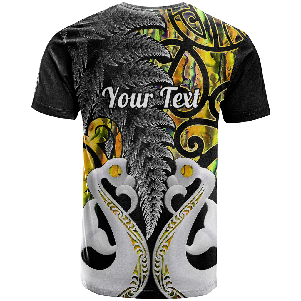 Personalised New Zealand T Shirt Te Manaia Mangopare Maori And Fern Gold Style