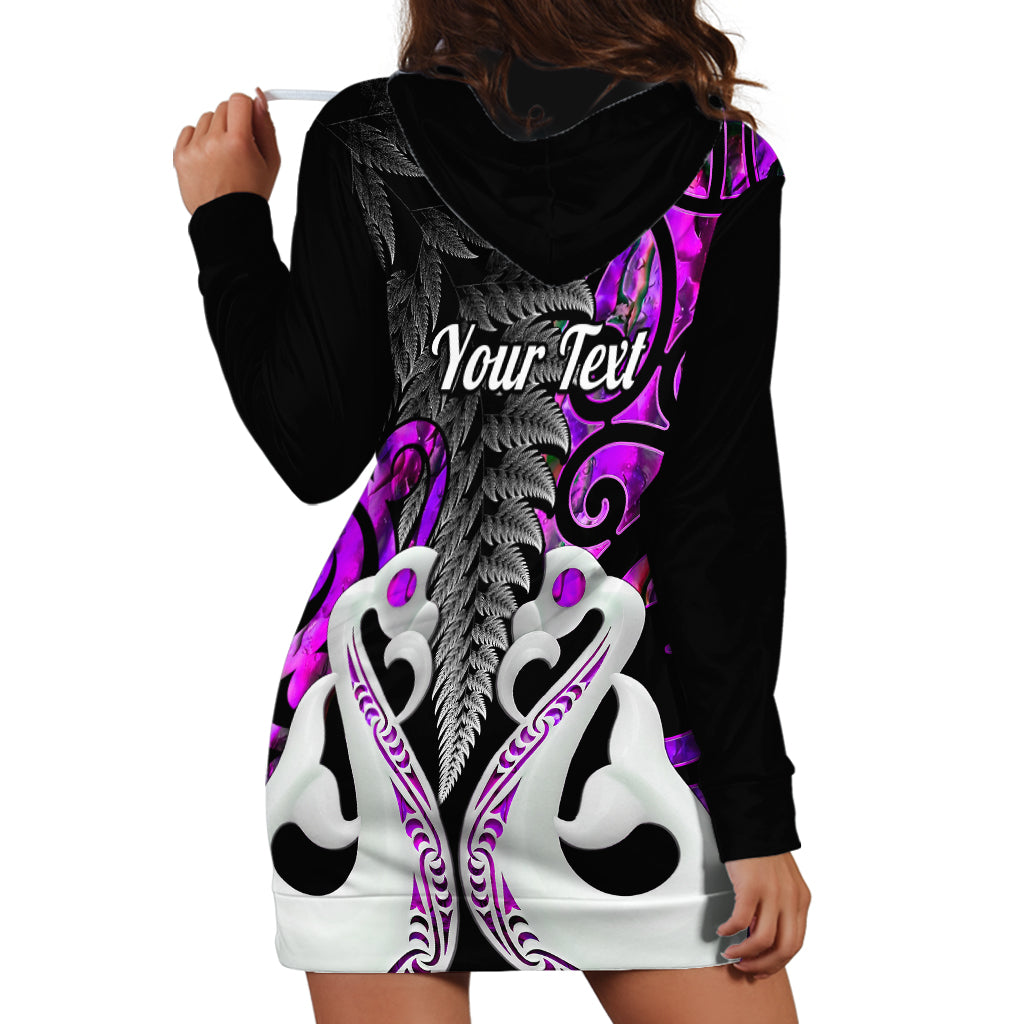 Personalised New Zealand Hoodie Dress Te Manaia Mangopare Maori And Fern Purple Style