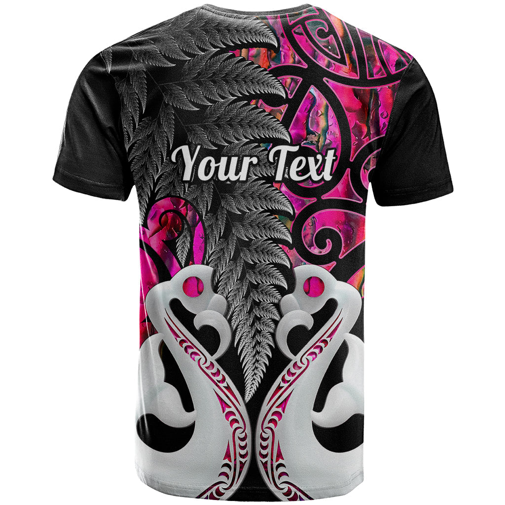 Personalised New Zealand T Shirt Te Manaia Mangopare Maori And Fern Pink Style