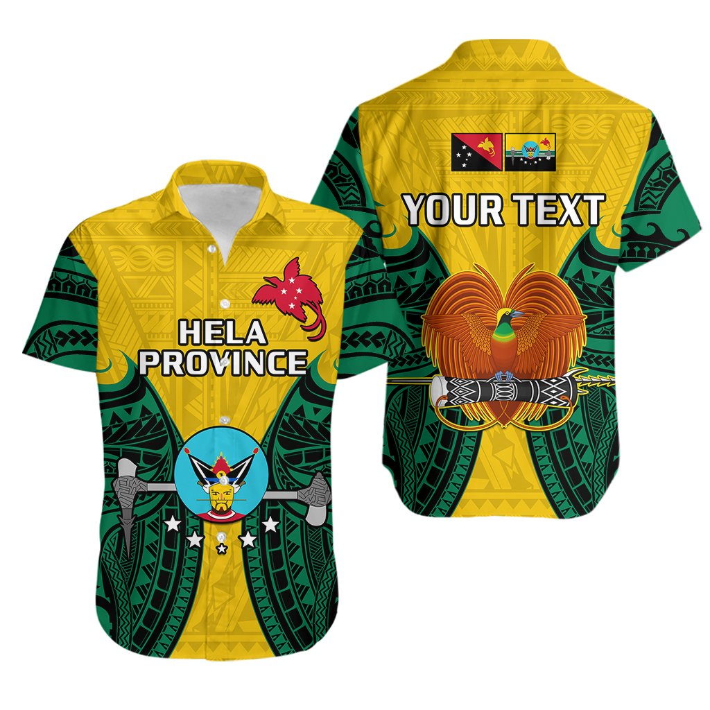 Custom Personalised Papua New Guinea Hawaiian Shirt Hela Province Mix Coat Of Arms Polynesian Art