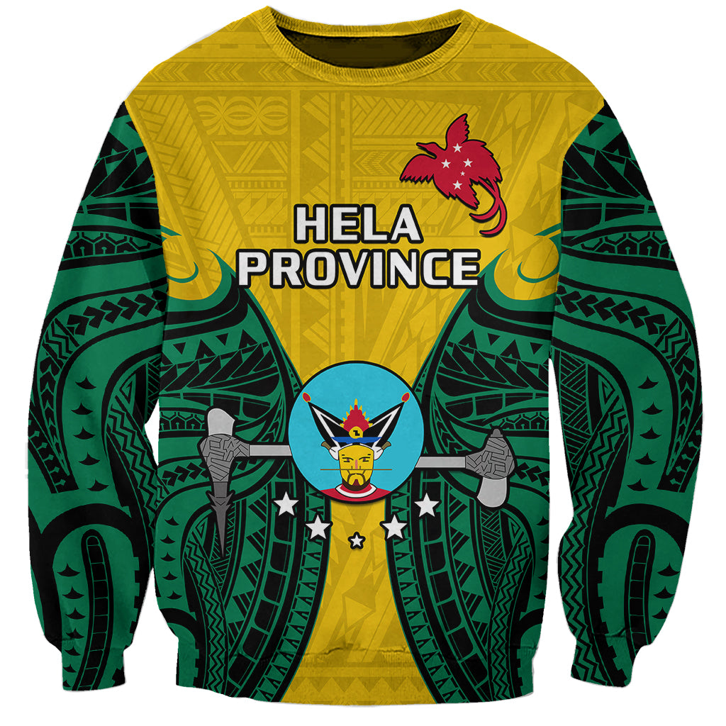 Papua New Guinea Sweatshirt Hela Province Mix Coat Of Arms Polynesian Art