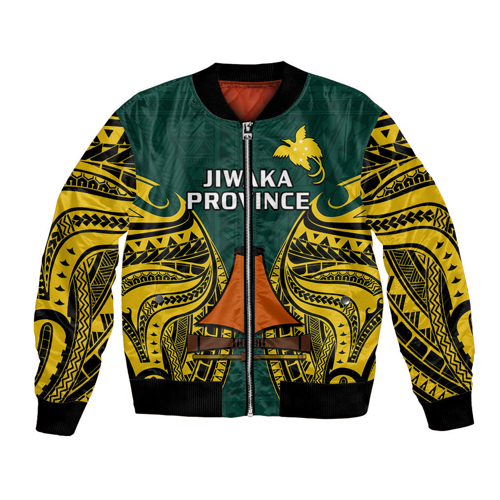 Papua New Guinea Bomber Jacket Jiwaka Province Mix Coat Of Arms Polynesian Art