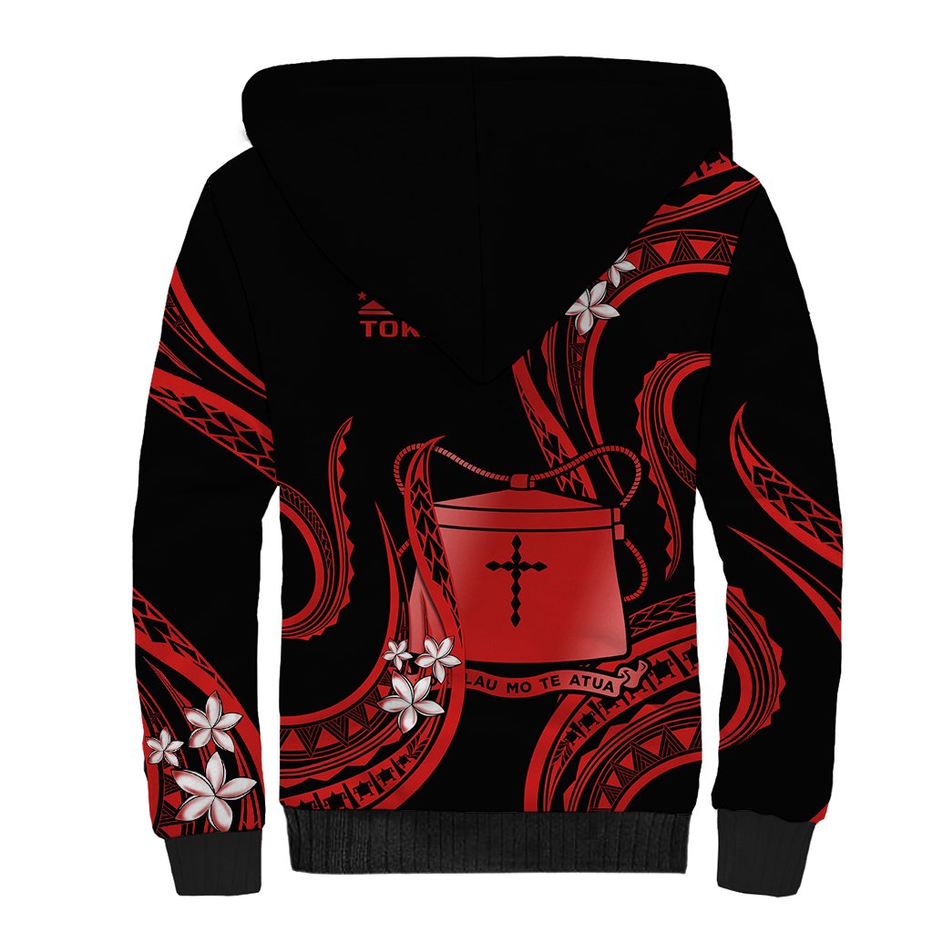 Tokelau Sherpa Hoodie Tokelauan Tatau With Badge Red