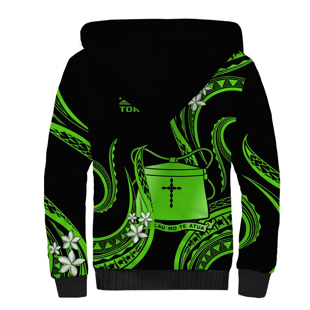 Tokelau Sherpa Hoodie Tokelauan Tatau With Badge Green