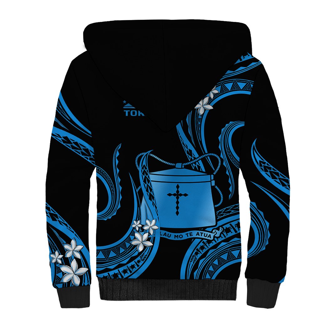 Tokelau Sherpa Hoodie Tokelauan Tatau With Badge Blue