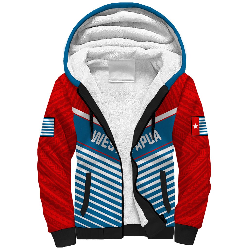 West Papua Sherpa Hoodie Coat Of Arms And Morning Star Flag