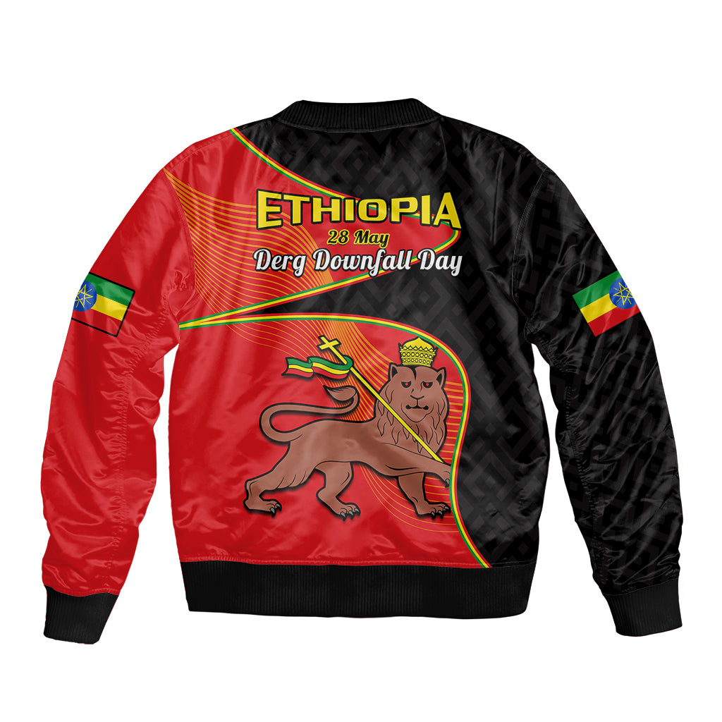 Ethiopia Derg Downfall Day Sleeve Zip Bomber Jacket Ethiopian Lion Of Judah