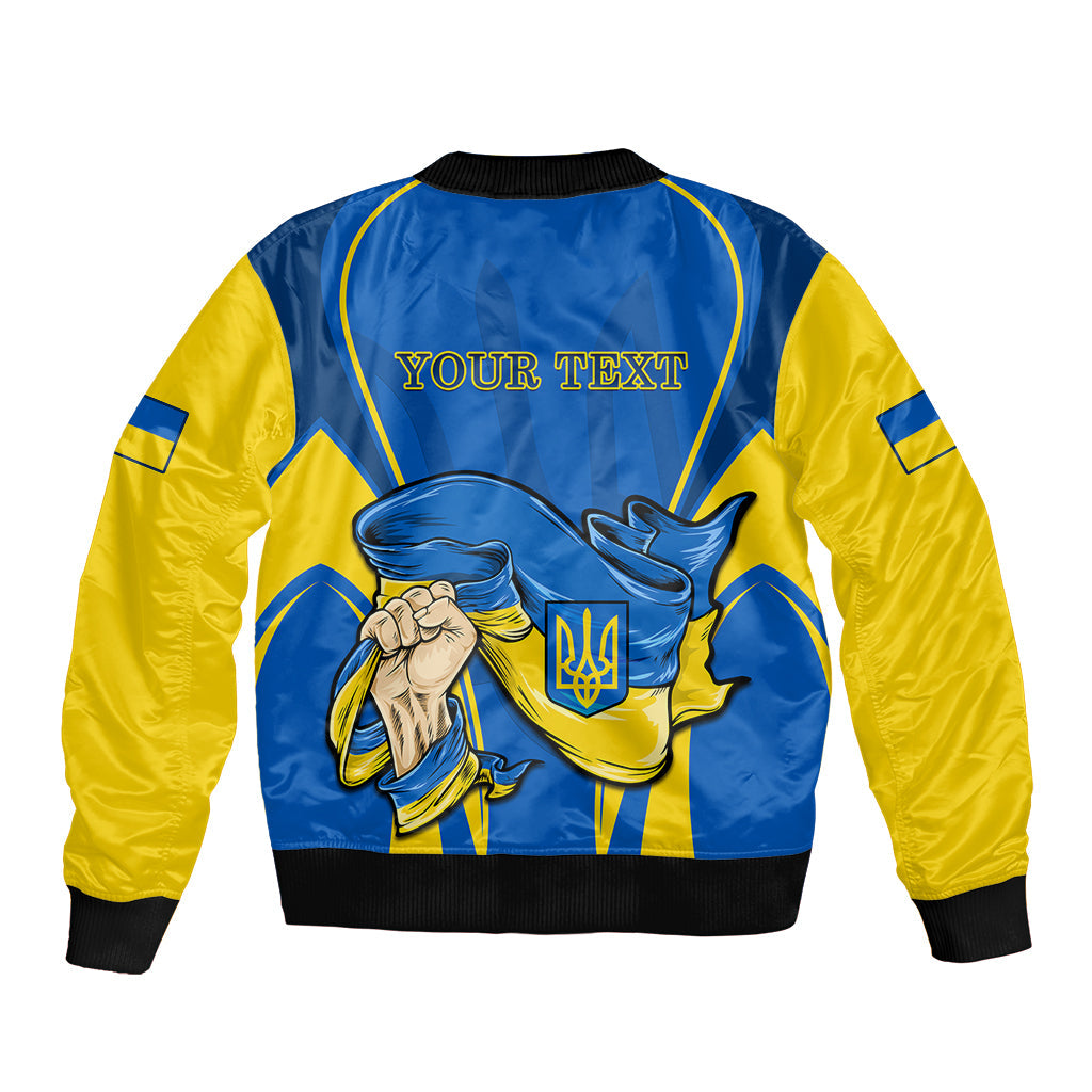 Custom Ukraine Sleeve Zip Bomber Jacket Happy Ukrainian 32nd Independence Anniversary