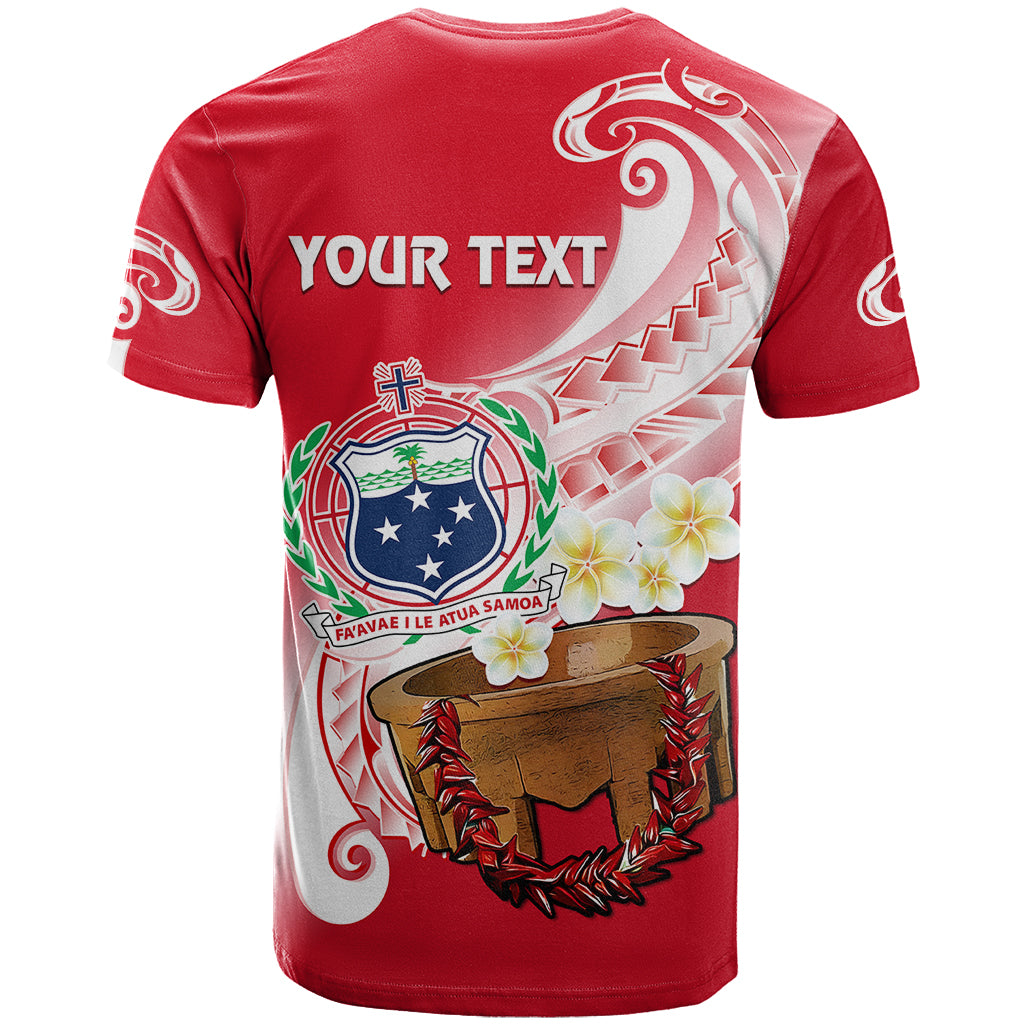 Custom Personalised Samoa T Shirt Ula Fala Kava Bowl Plumeria Polynesian Red